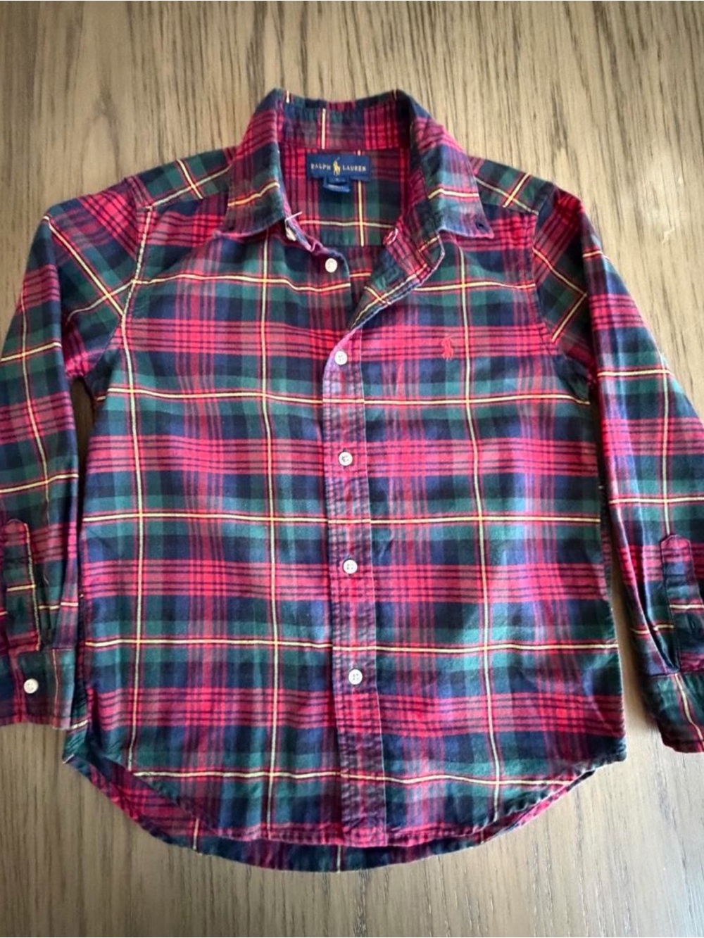 Ralph Lauren Red and Green Plaid Button-Down Shirt - Kids